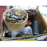 Bresser 10 x 50 Binoculars, cameras, Del Prado soldiers, plated ware, etc:- One Box and Cutlery in a