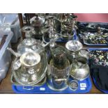 Plated Bottle Coaster, plated two branch candelabra, plated teapot, etc:- One Tray