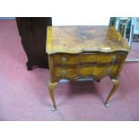 Mid XX Century Burr Walnut Serpentine Fronted Chest of Drawers, the cross banded top above two