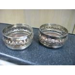A Pair of XIX Century Plated Coasters, with pierced central bands.