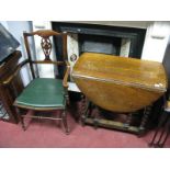 A 1920's Oak Drop leaf Table, on barley twist and block supports, together with an early XX