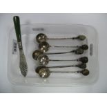 A Set of Six Arts & Crafts Style Teaspoons, each with circular bowl and hardstone inset final