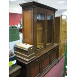 A Wall Cabinet, with a glazed top, base with three short drawers over panelled cupboard doors, on