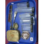 Hallmarked Silver Topped Glass Jars, cased brush and comb, matching button hook and shoe horn,