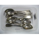 Two Sets of Five Hallmarked Silver Fiddle Pattern Teaspoons, initialled. (10)