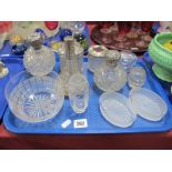Hobnail Glass Tidy Jar, having silver top, three other silver mounted items, crested bowl, etc:- One