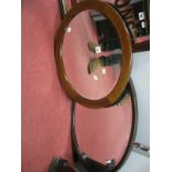 Edwardian Mahogany Inlaid Oval Shaped Mirror, together with early XX Century oak oval shaped