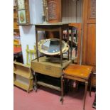 A XX Century Oak Dinner Trolley, with flanking plate holders, with undertier, together with a walnut