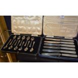 A set of six silver bladed butter knives, hallmarks for Sheffield 1932,