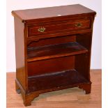 A small reproduction open bookcase, with drawer above open shelf,