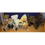 A quantity of teddy bears and toys, to include Chad Valley dog,