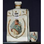 A Limoges cognac porcelain decanter, with stopper, depicting image of Napoleon Bonaparte, 21cm high,