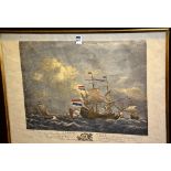 J Boydell
'A Brisk Gale'
Coloured print in rosewood frame, early 20th century,