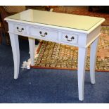 A contemporary cream painted dressing table/side table with three drawers,