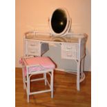 A contemporary style faux bamboo dressing table, 130cm high x 108cm wide,