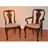 A set of eight early 20th century good quality Queen Anne style walnut dining chairs,