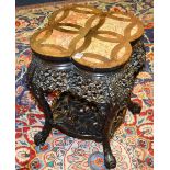 A late 19th/early 20th century Chinese rosewood and hardwood marble top table,