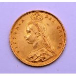 An 1887 Victorian gold half sovereign,