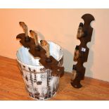 A pair of taxidermied deer foot wall mounting gun racks, 58cm long,