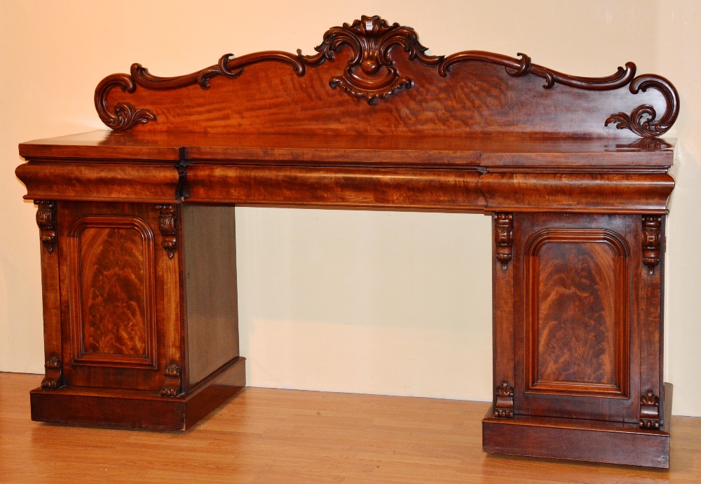 A Victorian mahogany pedestal sideboard,