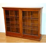 A mahogany glazed bookcase, with two doors enclosing shelved interior,