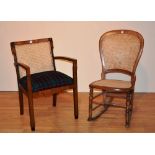 A bergere rocking chair, early 20th century, 88cm high,