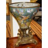 A good quality reproduction glazed pottery vase centrepiece,