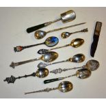 A quantity of silver teaspoons, to include apostle spoons, Belgian spoon for Brugge,
