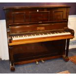 A mahogany cased upright piano by Stuoholme & Sons London, retailed by Methven Simpson Limited,