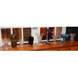 A mixed lot of early 20th century crystal vases and coloured glass,