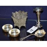 A late 19th/early 20th century silver embossed hexagonal stand,