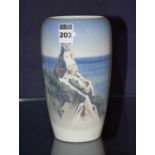 A Royal Copenhagen vase, depicting mountain and sea, RF 2861 237 marked to base,