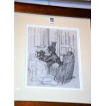 Charles James Mcall 1907-1989 'Lady Sewing' Pencil drawing, signed CMcCall lower centre, 29cm x 23.