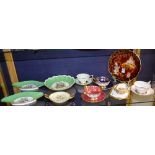 A quantity of china, to include an Art Deco Rouge Royale plate, with Indian theme enamel decoration,