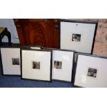 Six framed photographs of Edinburgh landmarks, including Royal Mile, Maitland Street,