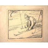 John Bull 'Skier' Etching, signed 25 lower left, 23.