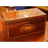 A George III style mahogany inlaid tea caddy, circa 19th century,