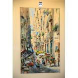 A Altamura 'Italian Street Scene' Watercolour, signed lower left,