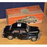 A vintage Vauxhall Velox black model car, 1/18 scale, mighty midget electric motor,