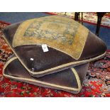 A Persian cushion pouffe, in the form of two cushions,