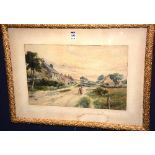 A.B Fairweather 1891 'Figures on Country Road' Watercolour, dated 1891 on the reverse, 28.