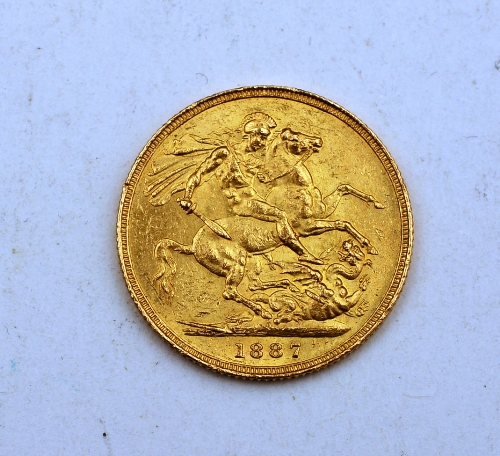 A Victorian 1887 gold sovereign,