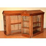 A pair of oak library bookcases, circa 20th century, in the form of architectural buildings,