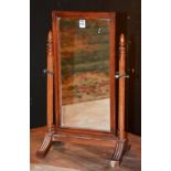 A mahogany toilet mirror, in the form of a cheval mirror,