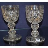 A pair of cut crystal goblets by Richardson of Stourbridge, circa 1870,