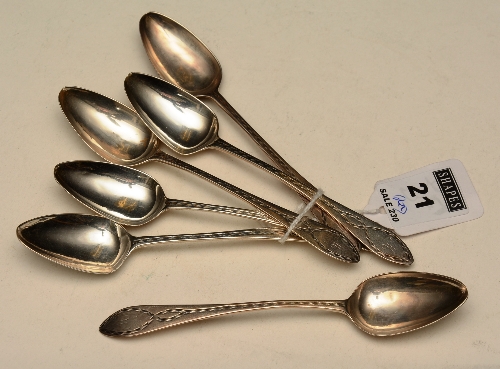 A set of six cut Celtic point silver teaspoons by WM & Patrick Cunningham,