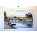 G. Facciola (Italian) 'Rome, Castel Santangelo' Watercolour, signed lower left, 29cm x 48cm