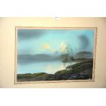 Mac Bane 20th Century 'Morning Mists on Loch Garry - Inverness-shire Watercolour on gouache, 25.