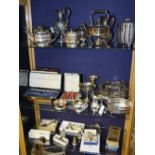 A large quantity of plated wares, to include two cases of bone handled fish knives and forks,