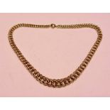 A 14ct gold graduated twist link necklace, stamped JF 585 to clasp, 38.